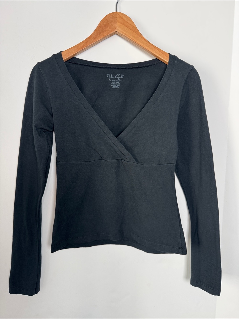 Brandy Melville John Galt Black Wrap-Style Long Sleeve Top